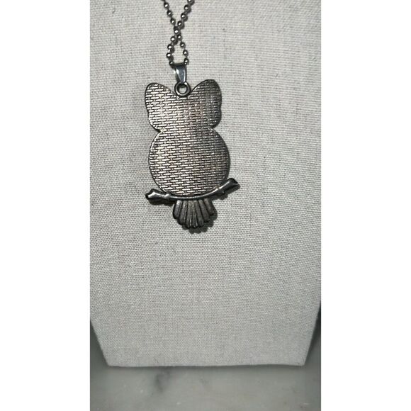Owl necklace nostalgia ‘I love you to the moon and back’ silver tone EUC 15.5” - Picture 3 of 4